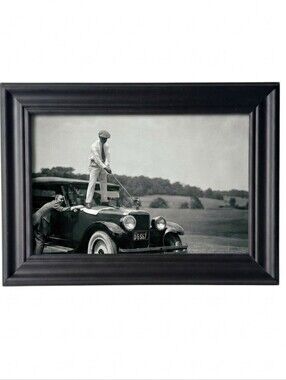Funny Comedy Man Golfing Off Car vintage Mancave antique home decor accents art